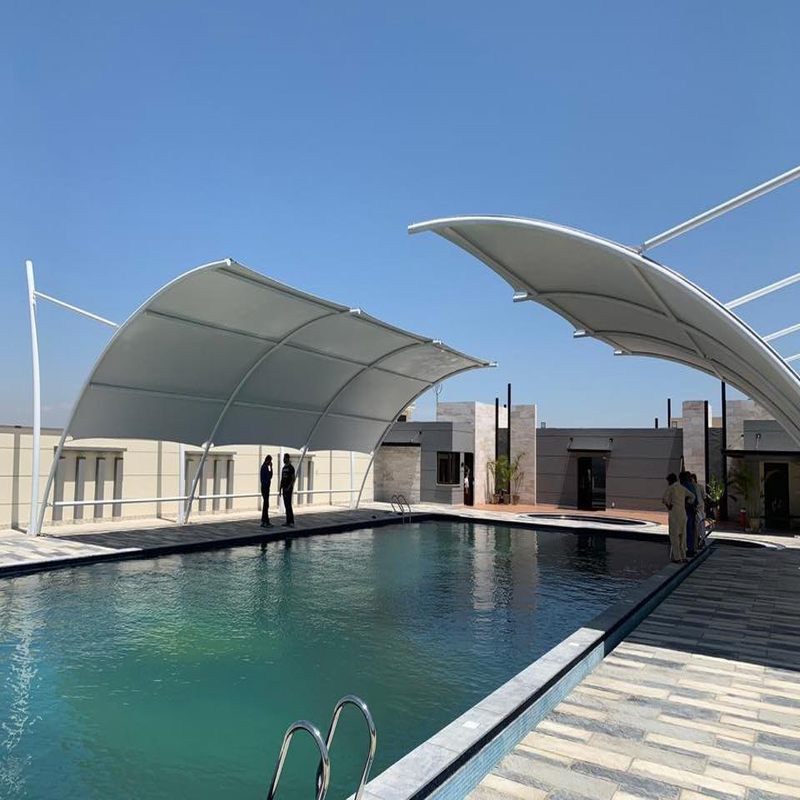Swimming pool tensile structure