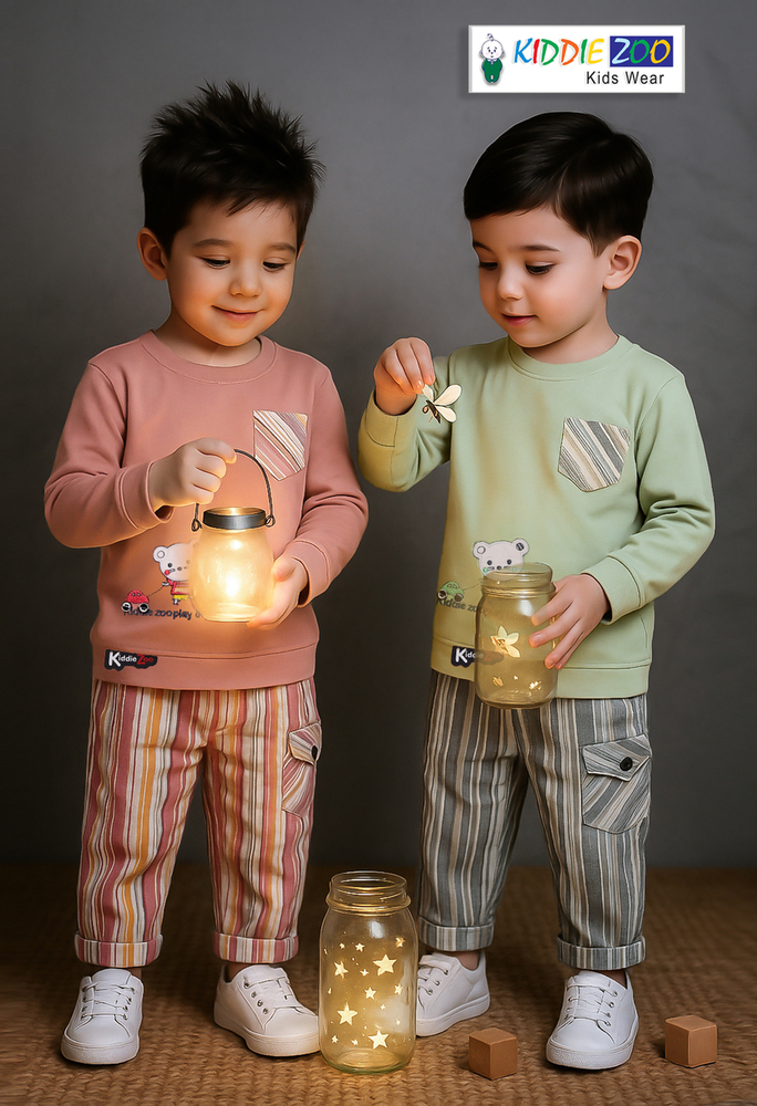 Kids Round Neck T Shirt With Pant - Color: Multiple Colors