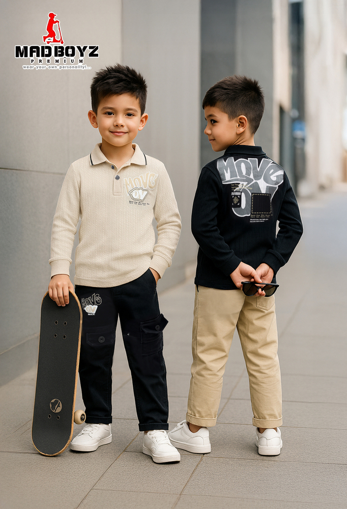 Kids Designer Collar T Shirt With Pant - Color: Multiple Colors