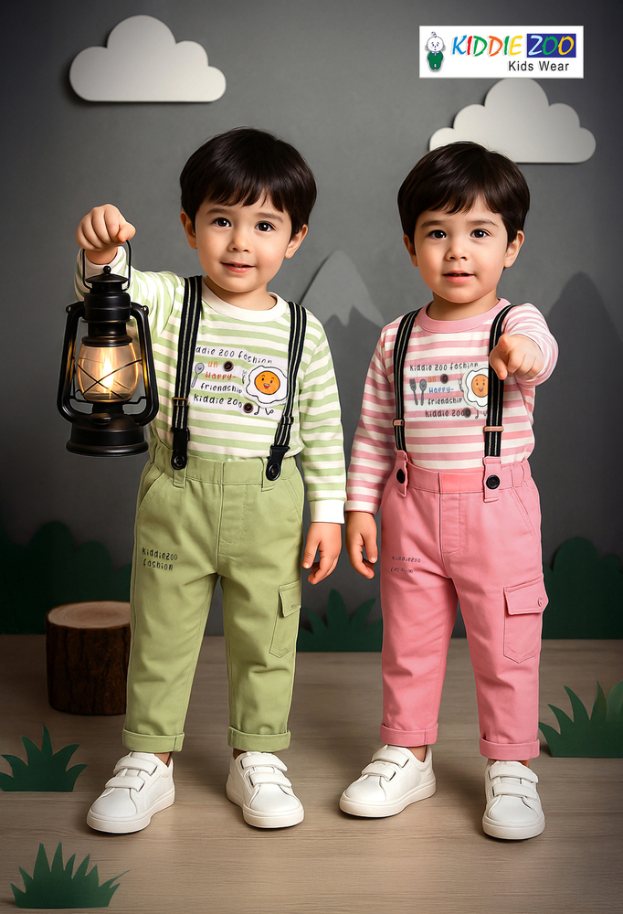 Kids Long Sleeve T Shirt With Suspender Pant - Age Group: 1-2 Year