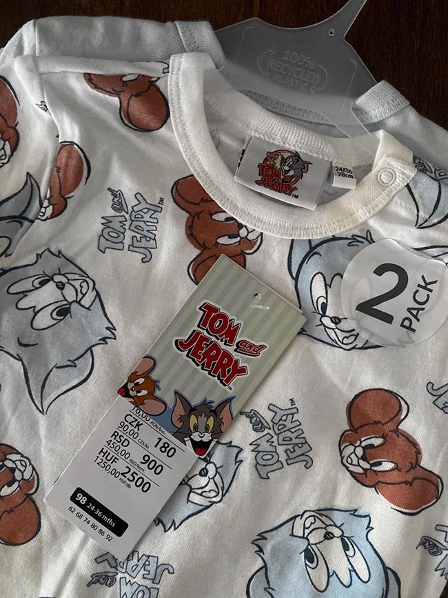 A31200 TOM and JERRY Baby Printed Bodysuits