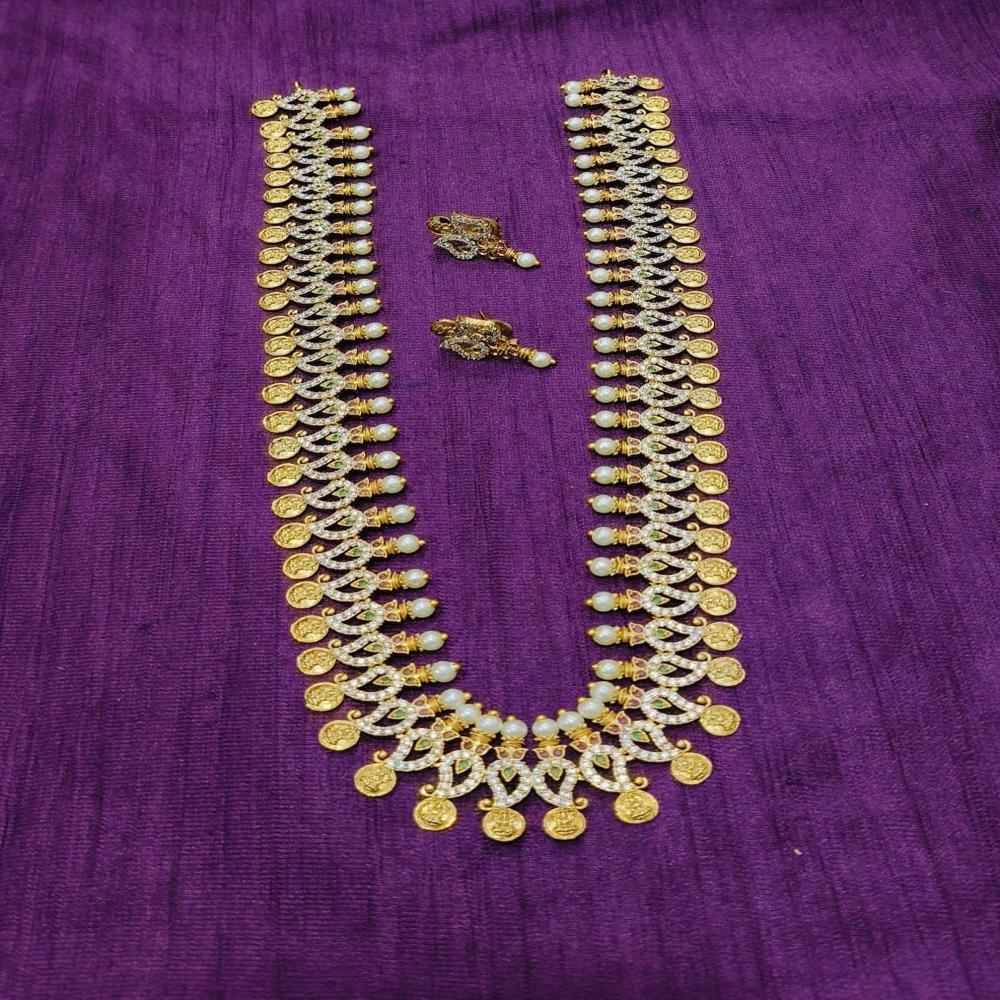 Antique Coin Pearl Long Necklace Set