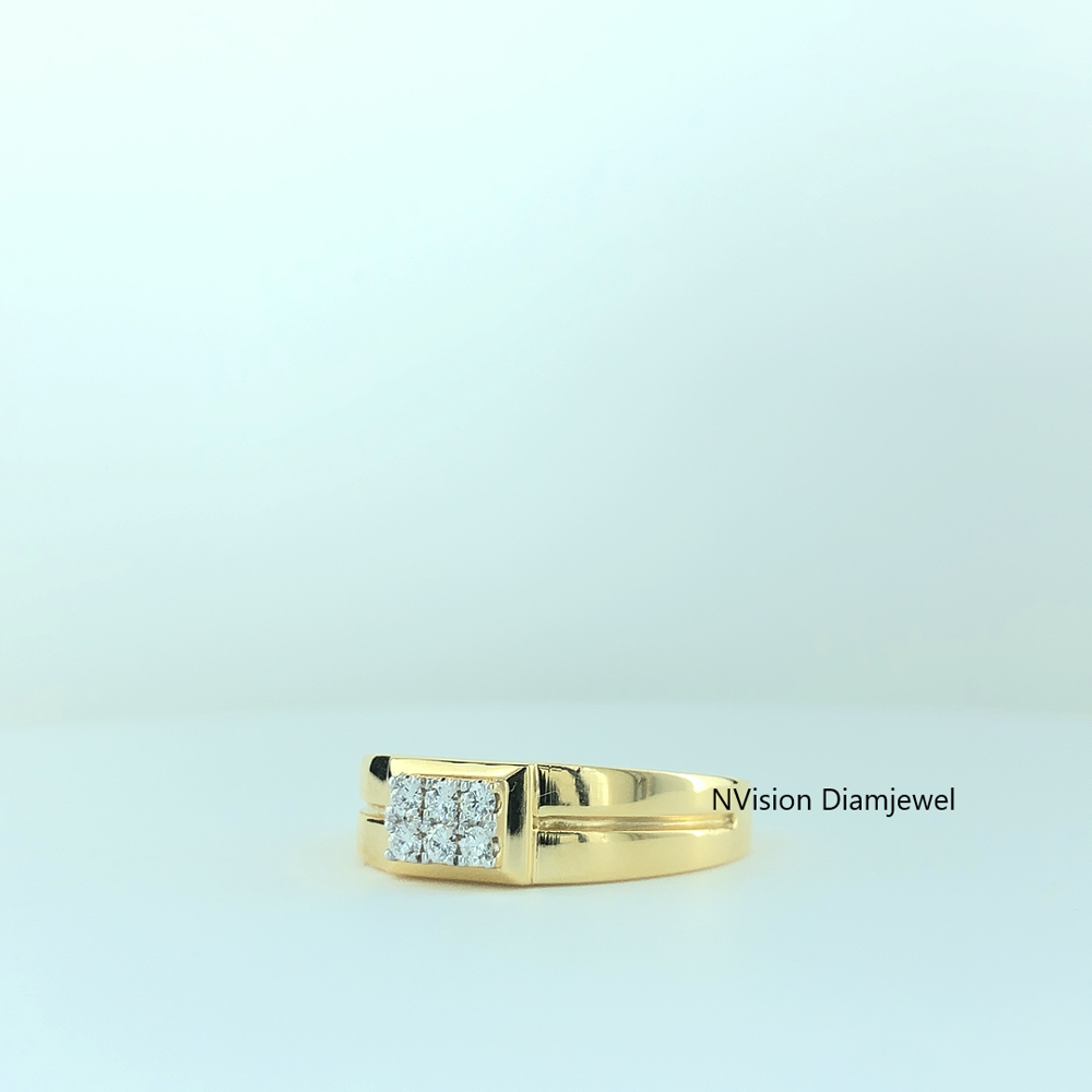 Elevate your style with this Timeless 18K Gold Mens Statement Natural Diamond Ring