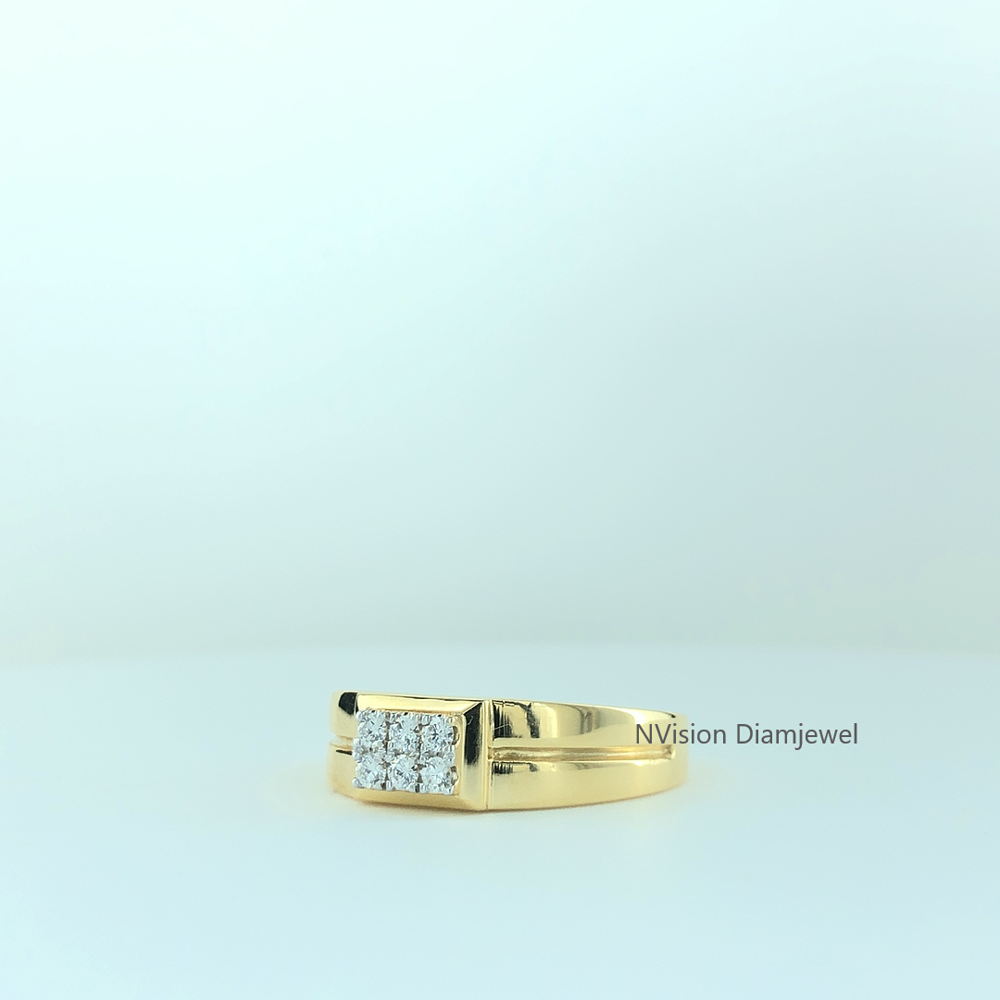 Elevate your style with this Timeless 18K Gold Mens Statement Natural Diamond Ring
