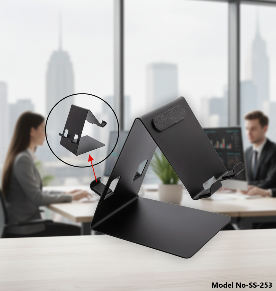 Metal Mobile Stand Double Side Holder (Ss-253) - Color: Black
