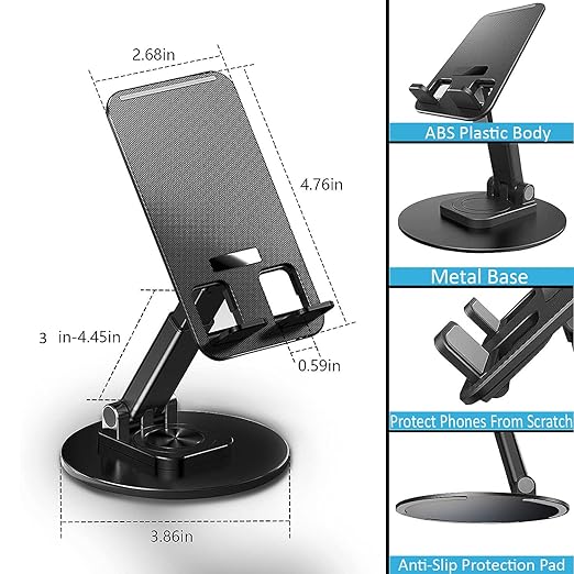 Black Foldable Mobile Stand Holder 360-degree Movable (SS-254)