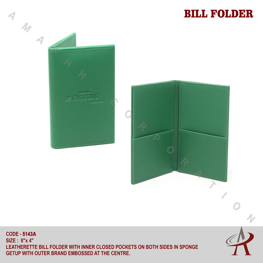 Leatherette Bill Folder - Color: Green
