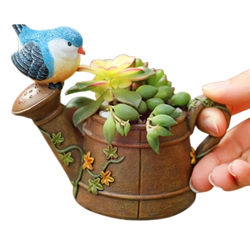 Resin Round Flower Pot Bird Cattle Showpeice - Color: Multicolor