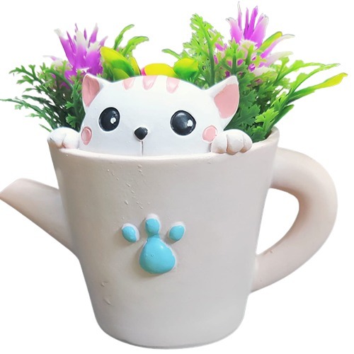 Resin Pink Kitty Cup Pot