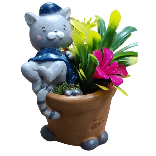 Resin Succulent Planter Pot Featuring  Cat Design