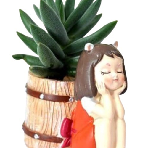 Resin Girl Planter - Color: Multicolor