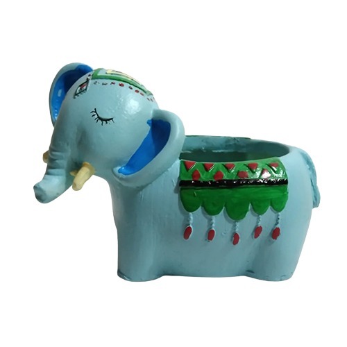 Blue Elephant Resin Pot