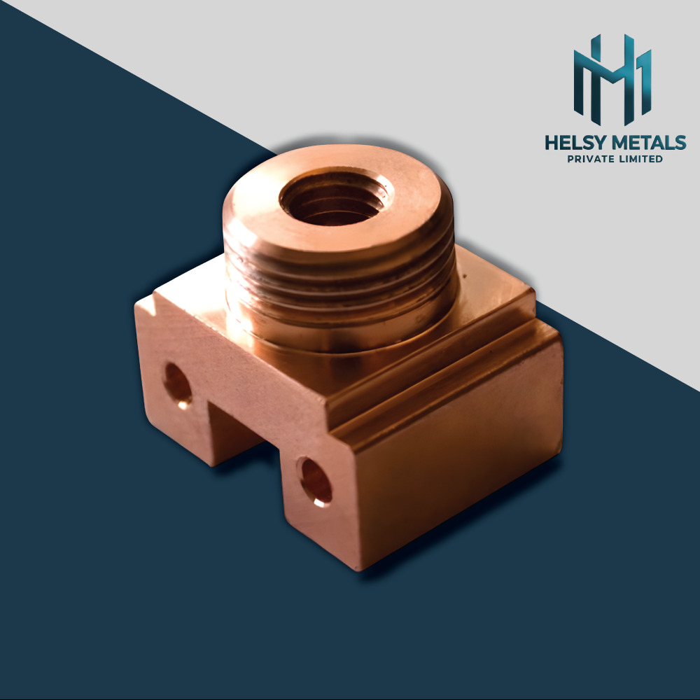 H-V891 VMC Machined Copper Threaded Block  Precision Copper Connector Component