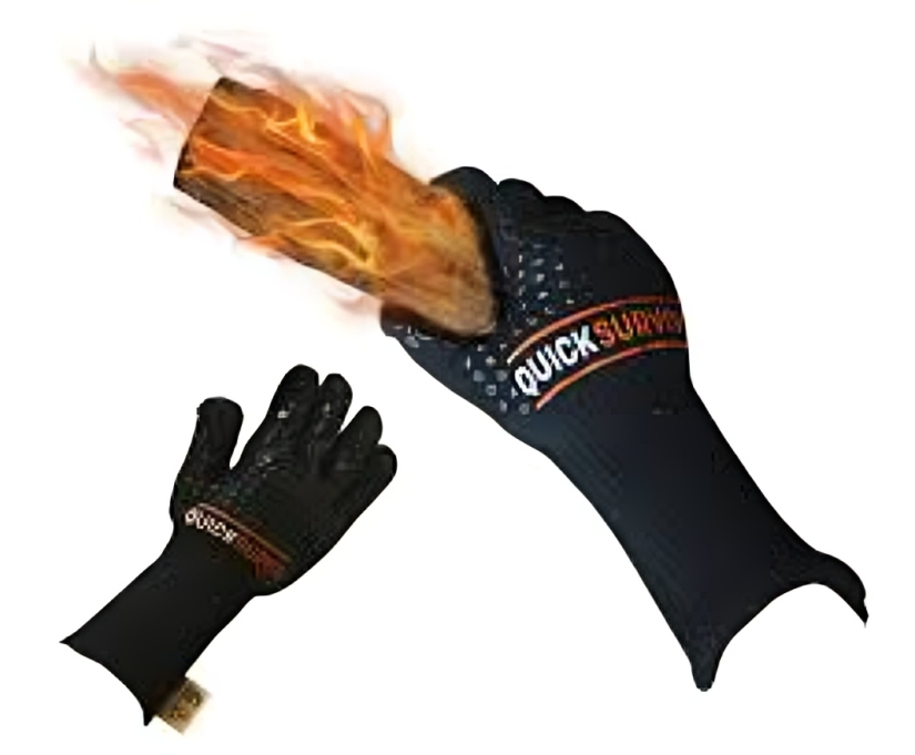 Fire Resistant Safety Gloves - Latex/rubber Material, Long Length, Black Color | Comfortable Fit With Sweat Absorbent Lining, Reusable, Waterproof