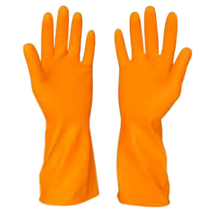Reusable Rubber Hand Gloves - Latex Material, 12 Inch Length, Yellow Color | Unisex, Sizes S, M, L, Ideal For Industrial, Housekeeping, Pharma Use