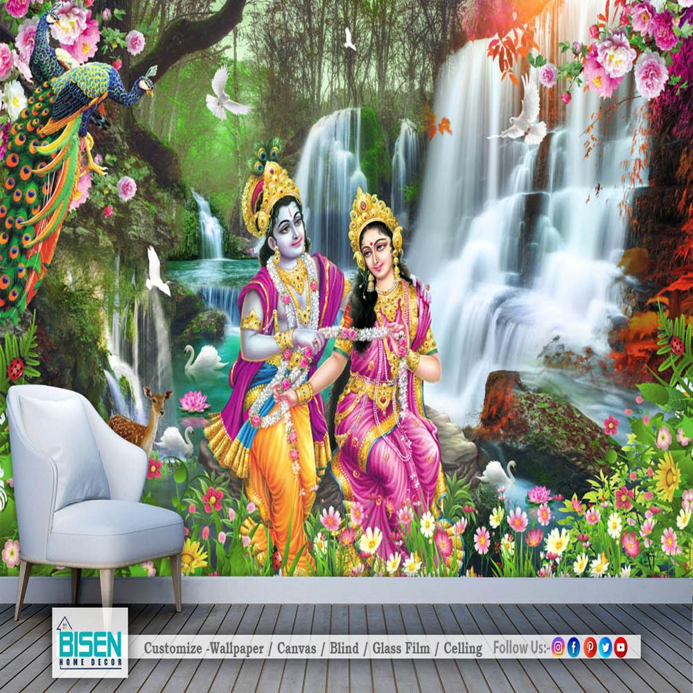Radha Krishna Wallpaper - Material: Non Woven