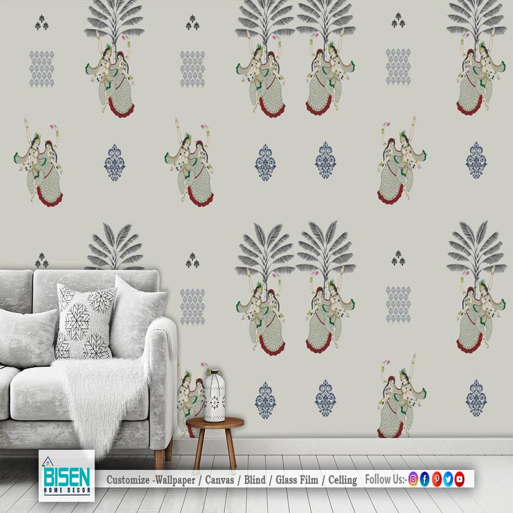 Radha Krishna Wallpaper - Material: Non Woven