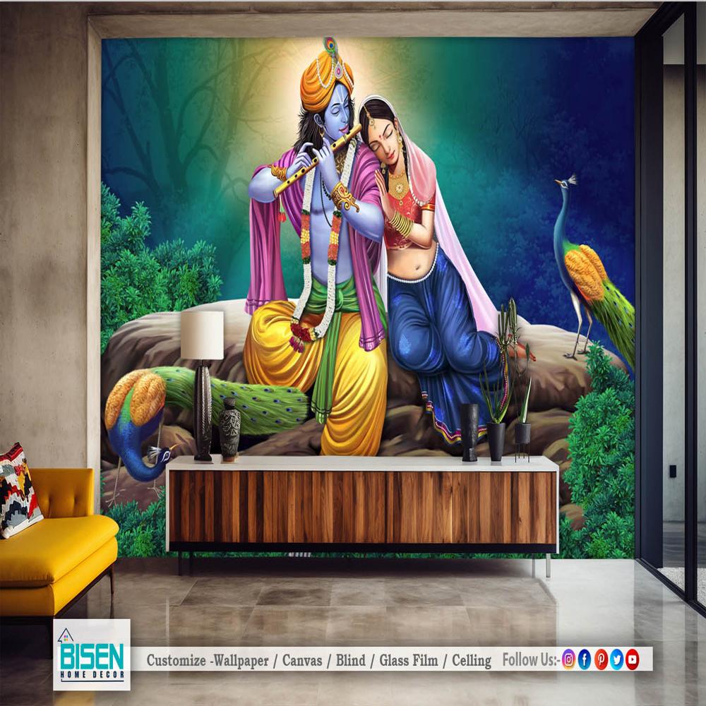 Radha Krishna Wallpaper - Material: Non Woven