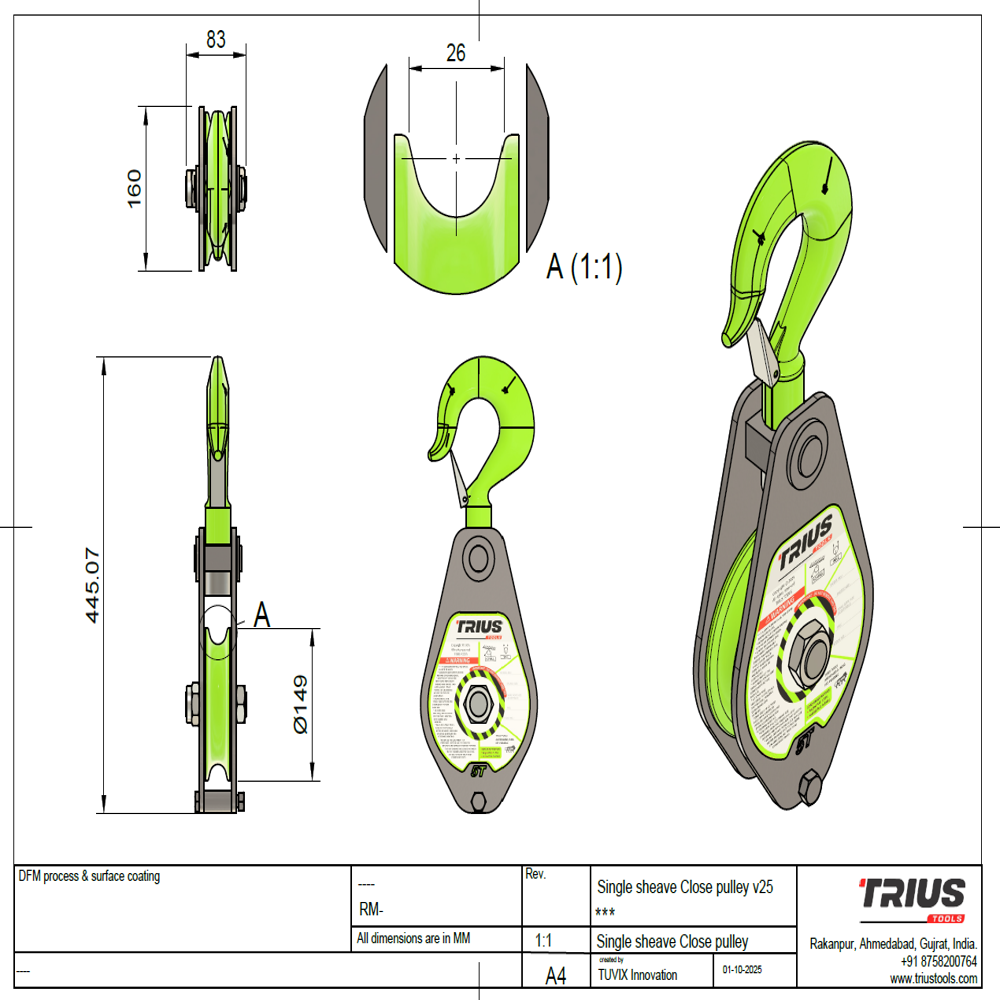 Single Sheave Pulley Close Type - Attributes: Easy To Operate