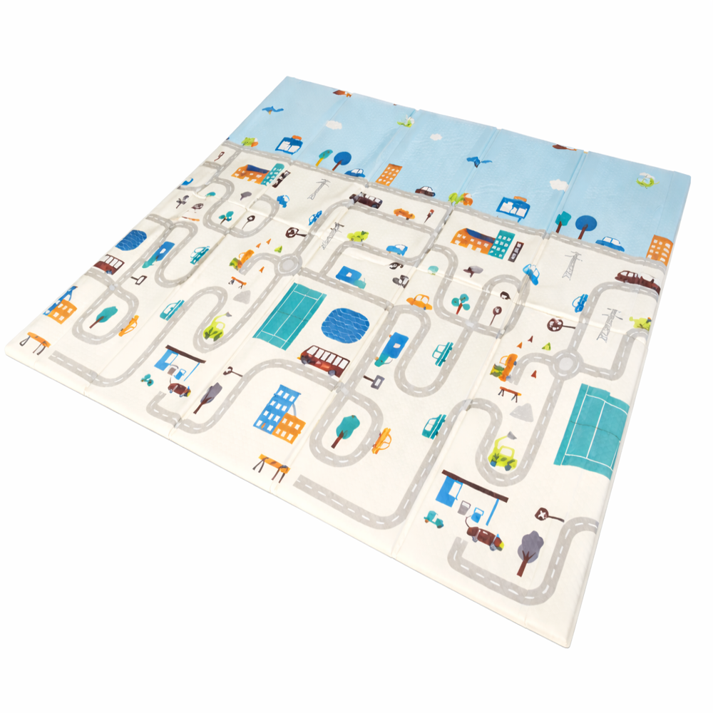 Kids Road Map Play Mat - Color: Multicolor (road & City Theme)