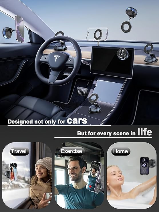 360 Adjustable Magnetic Vacuum Phone Holder Stand Foldable (SS-257)