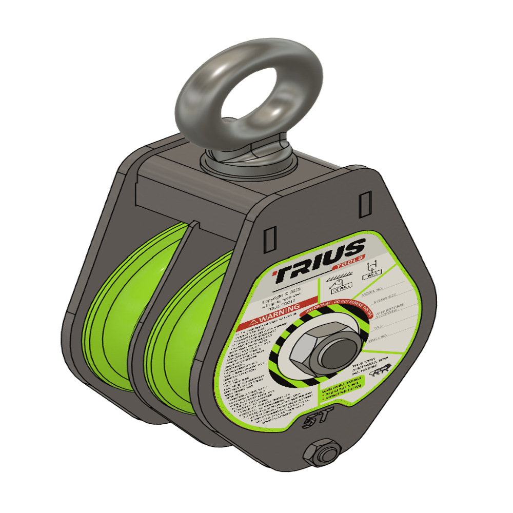 Double Sheave Pulley Block Close Type - Color: Grey+neon Green