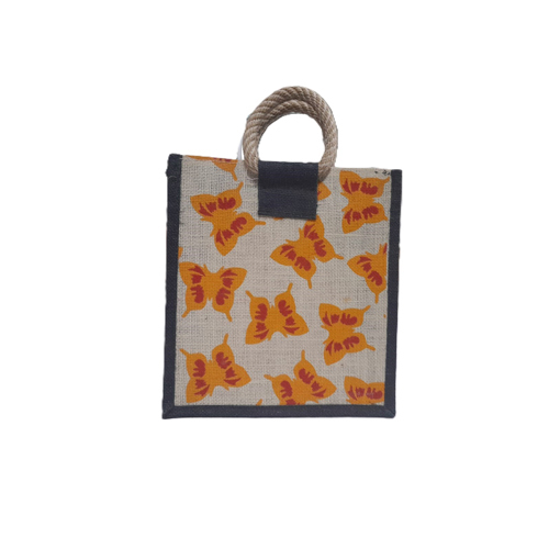 Butterfly Blue Jute Grocery Bag With Zip