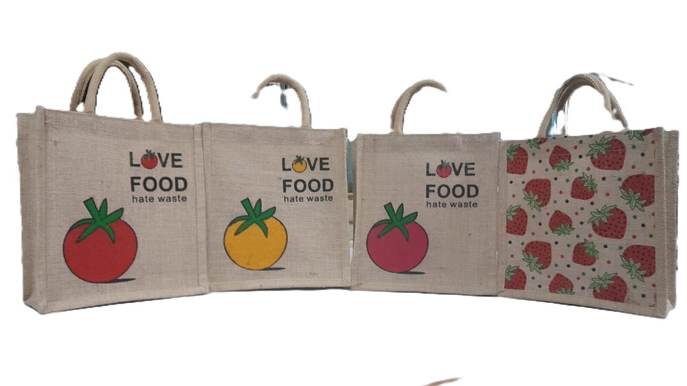 Love Food Multi Color Jute Bag