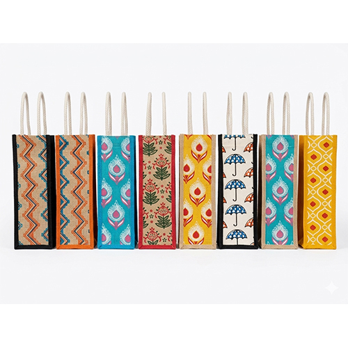 Jute Water Bottle Bag - Color: Multicolor