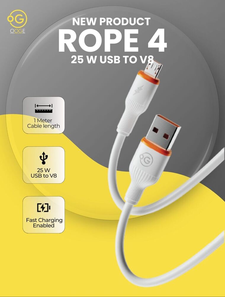 Rope 4 25w USB To V8 Data Cable