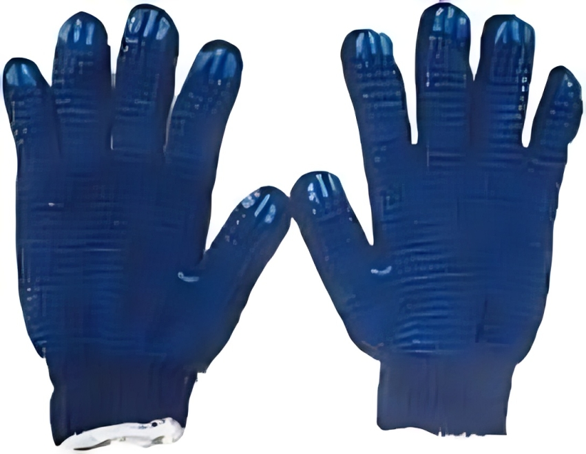 Cotton Dotted Hand Gloves - Cotton Material, Unisex, Blue Color | Reusable, Safety Usage, Warranty Included