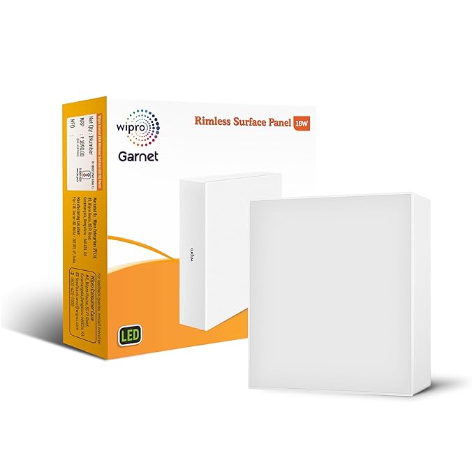 Polycarbonate Garnet 18W Rimless Square Led Surface Panel | Cool White Light (6500K) 