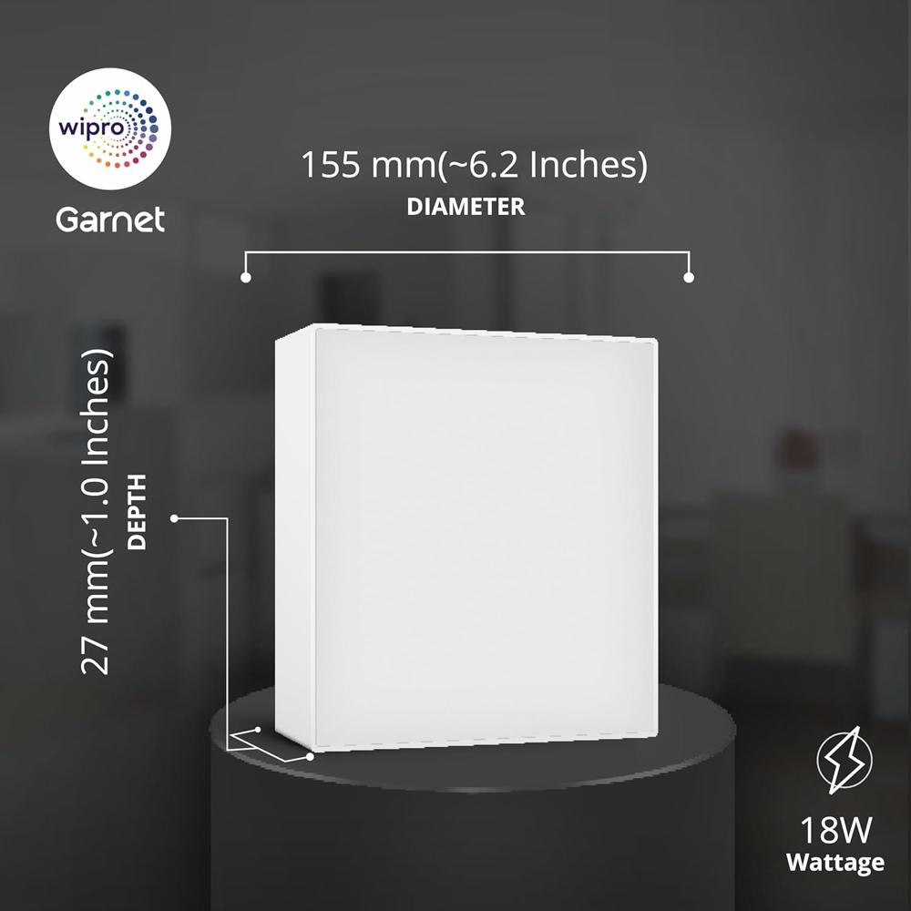 Polycarbonate Garnet 18W Rimless Square Led Surface Panel | Cool White Light (6500K) 