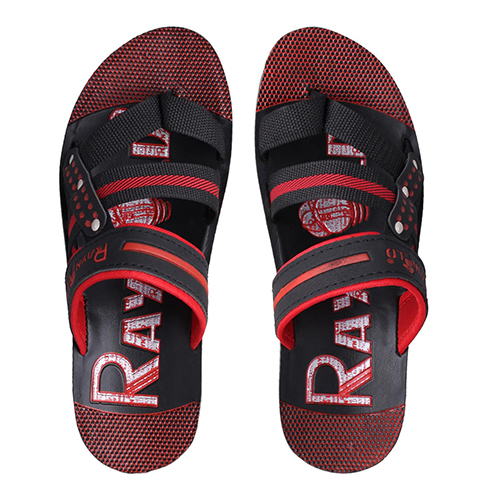 BR134-REDBLACK Gents PU Slippers