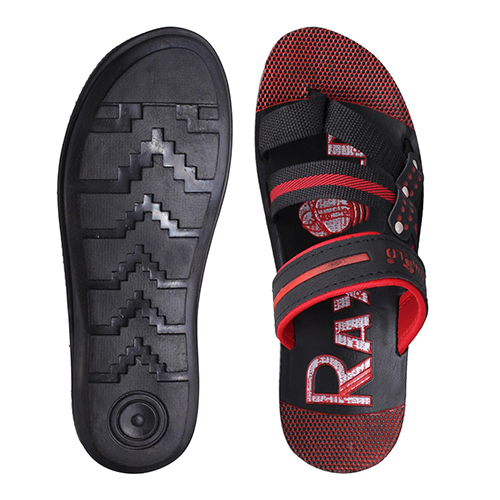 BR134-REDBLACK Gents PU Slippers