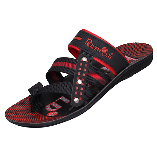 BR134-REDBLACK Gents PU Slippers