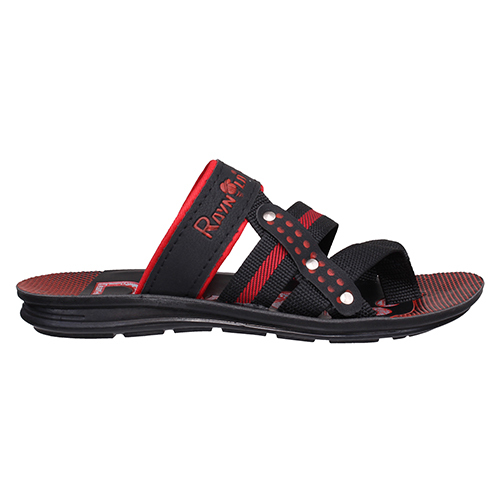 BR134-REDBLACK Gents PU Slippers