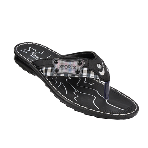 1928BLK Gents PU Slippers