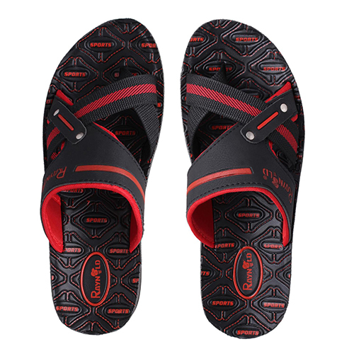BR133REDBLACK Gents PU Slippers