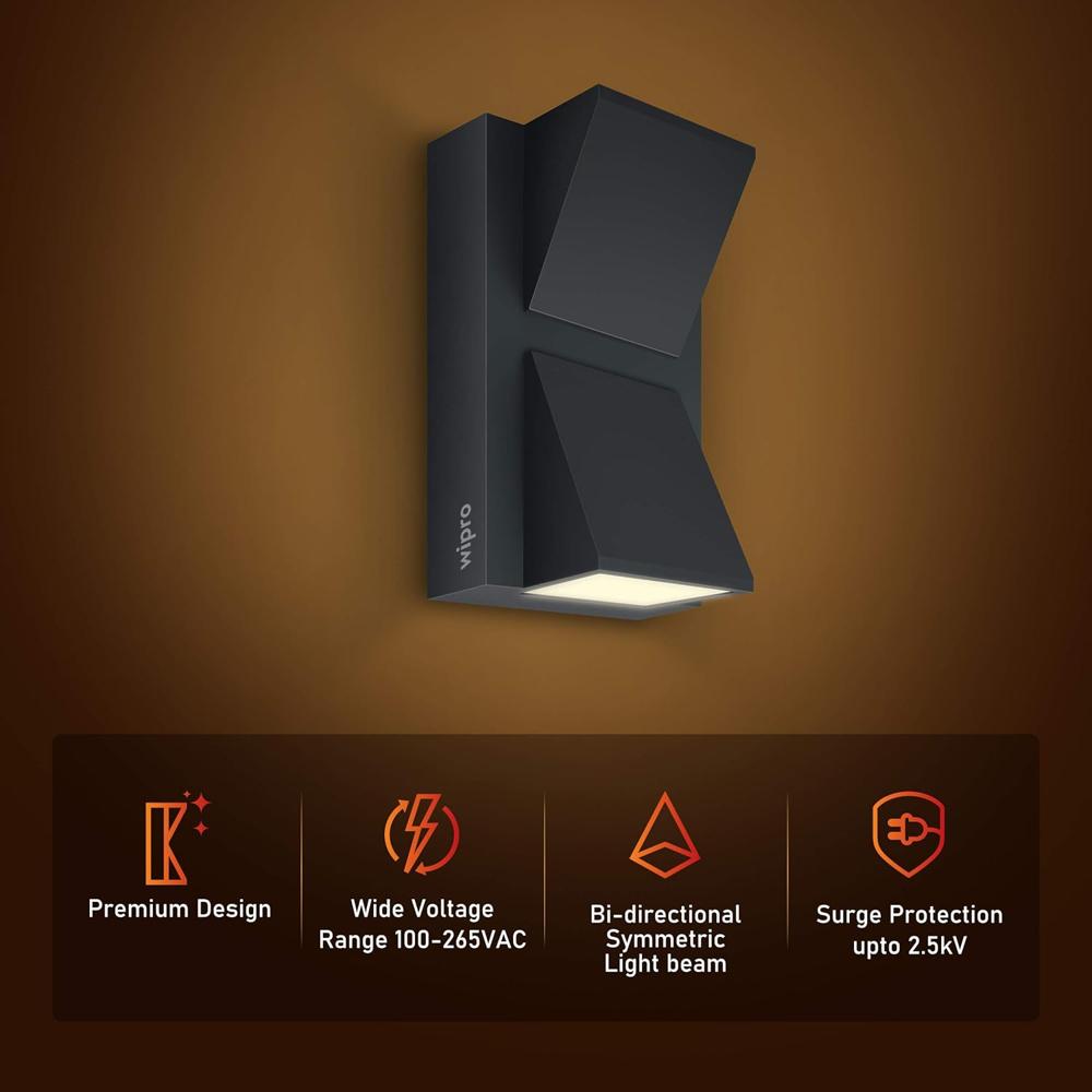 Wipro Garnet Led Outdoor Wall Light (white) - Color: Warm White