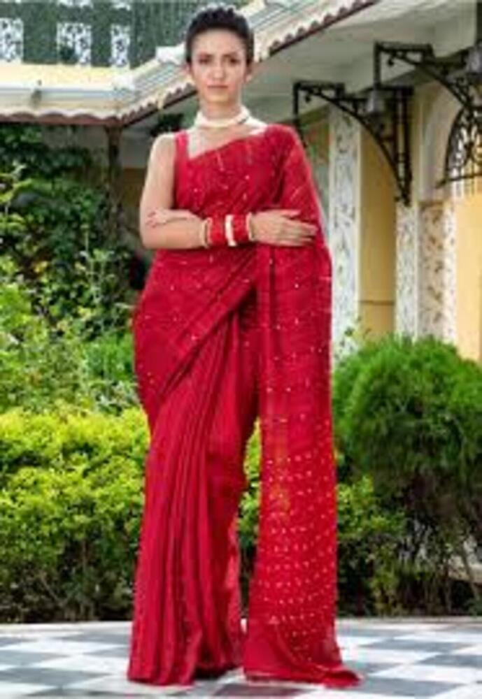 Red Color Terchi Par Handloom Saree