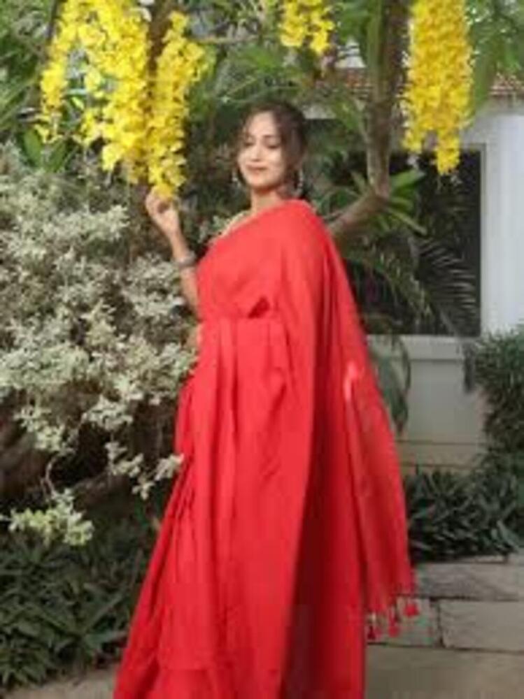 Red Color Terchi Par Handloom Saree