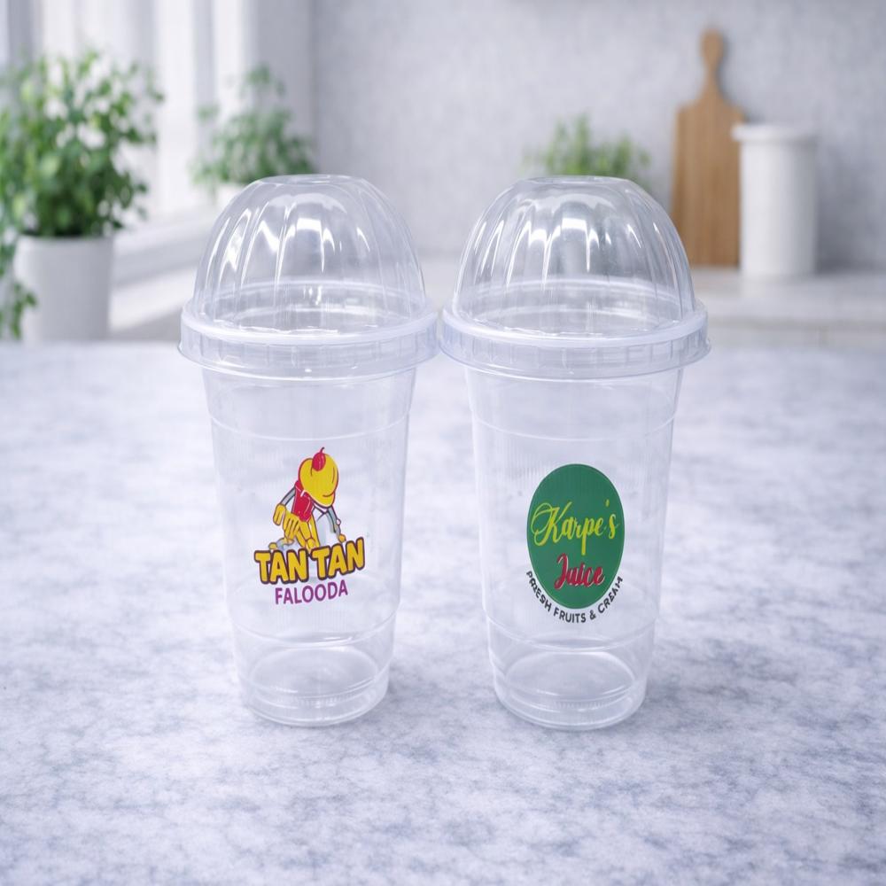 Ice-cream & Falooda Packaging Glass With Dome Lid - Capacity: 300 Ml