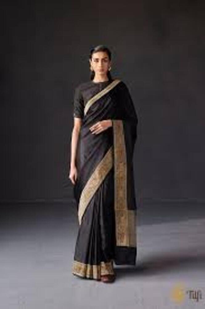 Black Color Terchi Par Handloom Saree