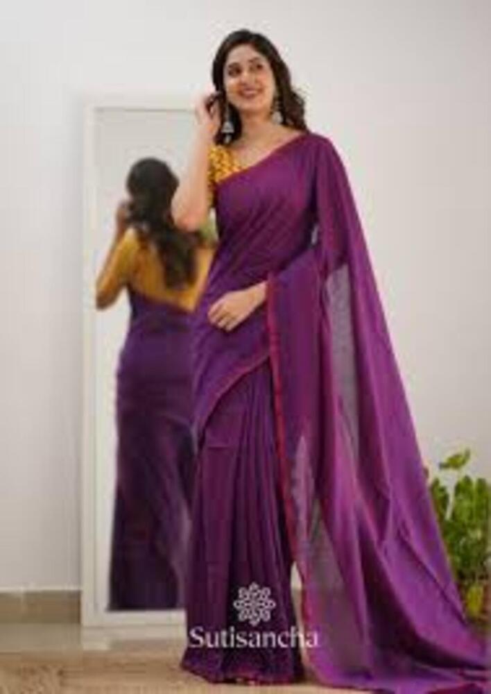 Purple Color Terchi Par Handloom Saree