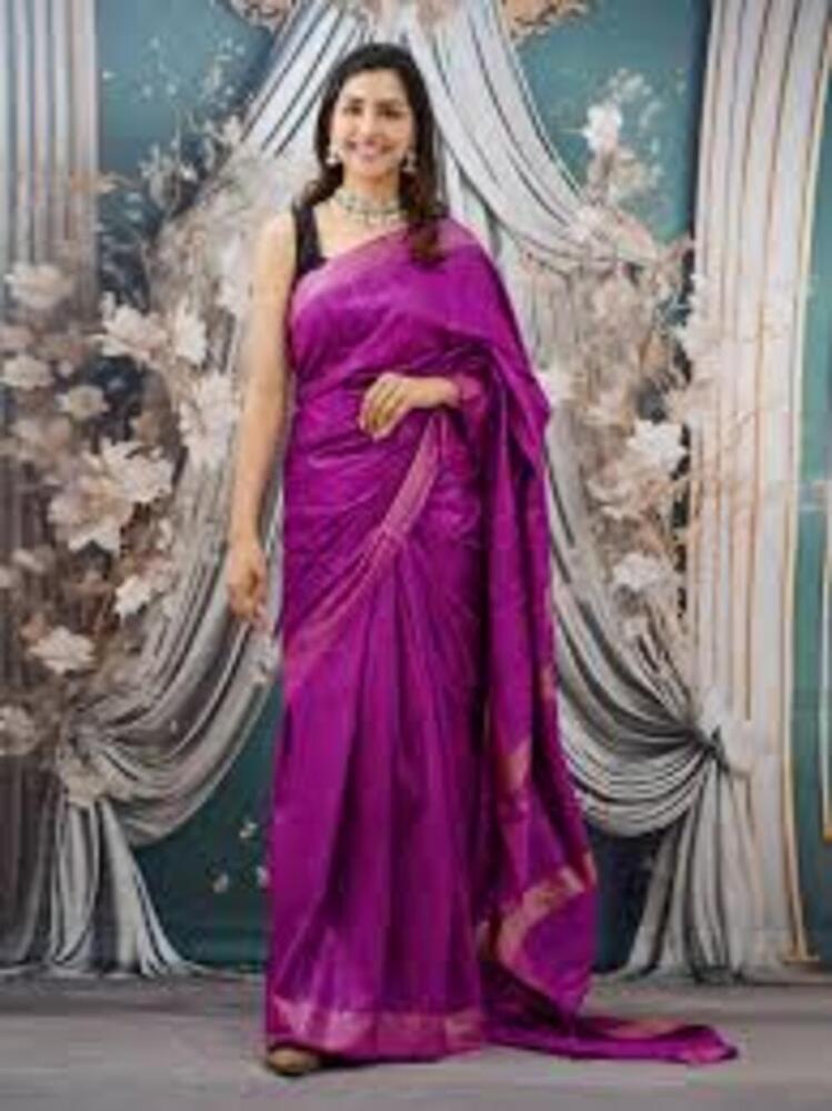Purple Color Terchi Par Handloom Saree