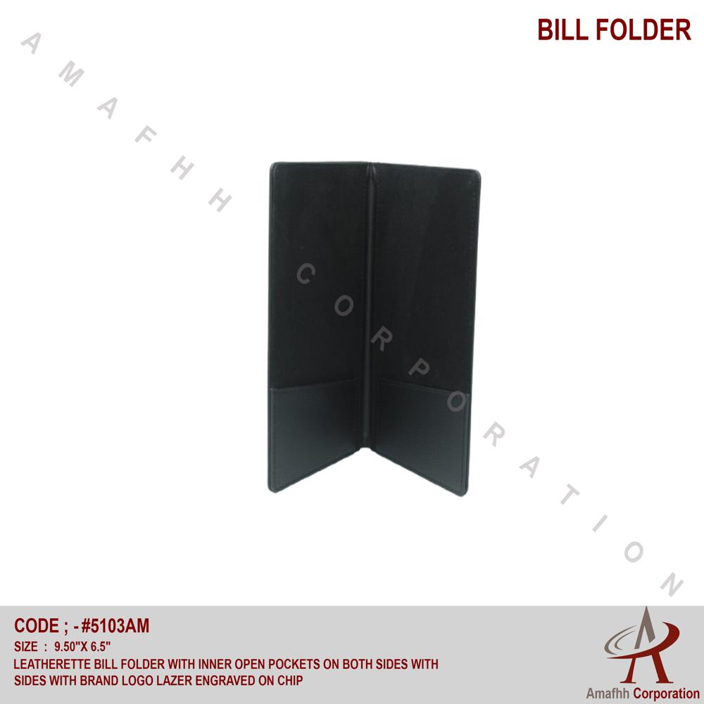 Leatherette Bill Folder - Color: Black
