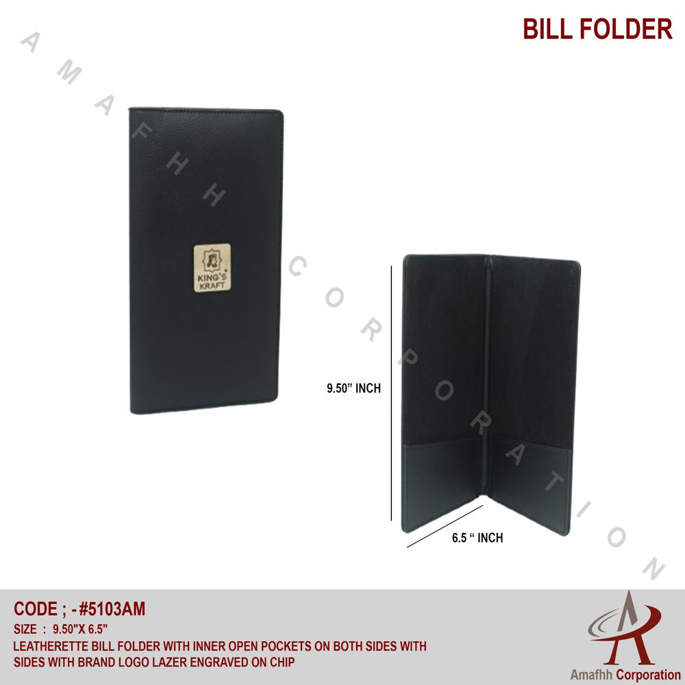Leatherette Bill Folder - Color: Black
