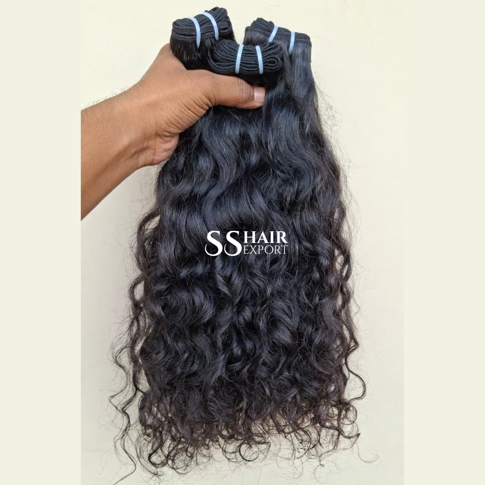 Curly Human Hair Bundles Weaves Sewn In Weft Extensions 26In 100Gm - Color: Natural Black