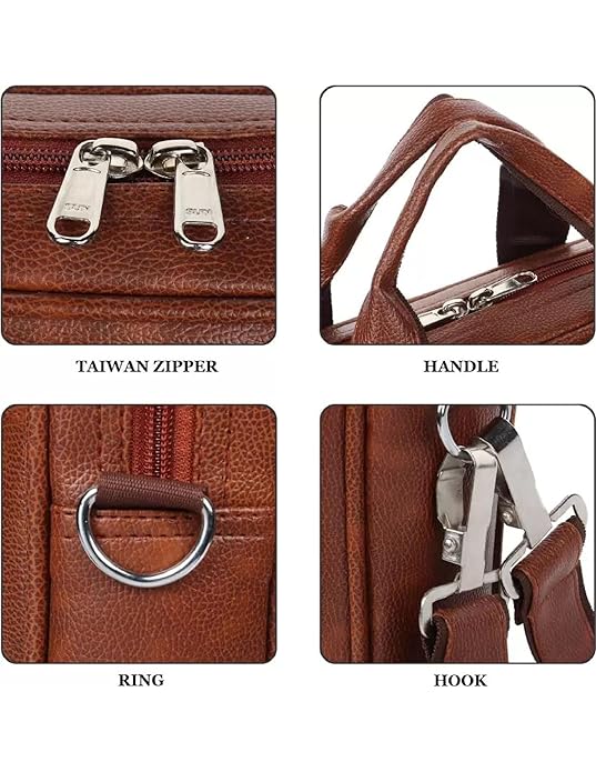 Brown Solid Leather Laptop Bag With handle For Office (SS-353)
